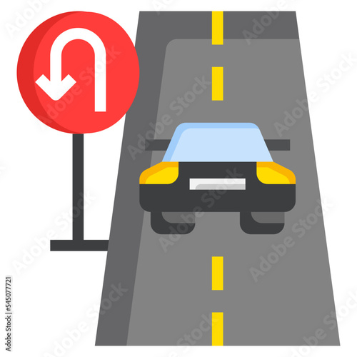 U Turn flat icon,linear,outline,graphic,illustration