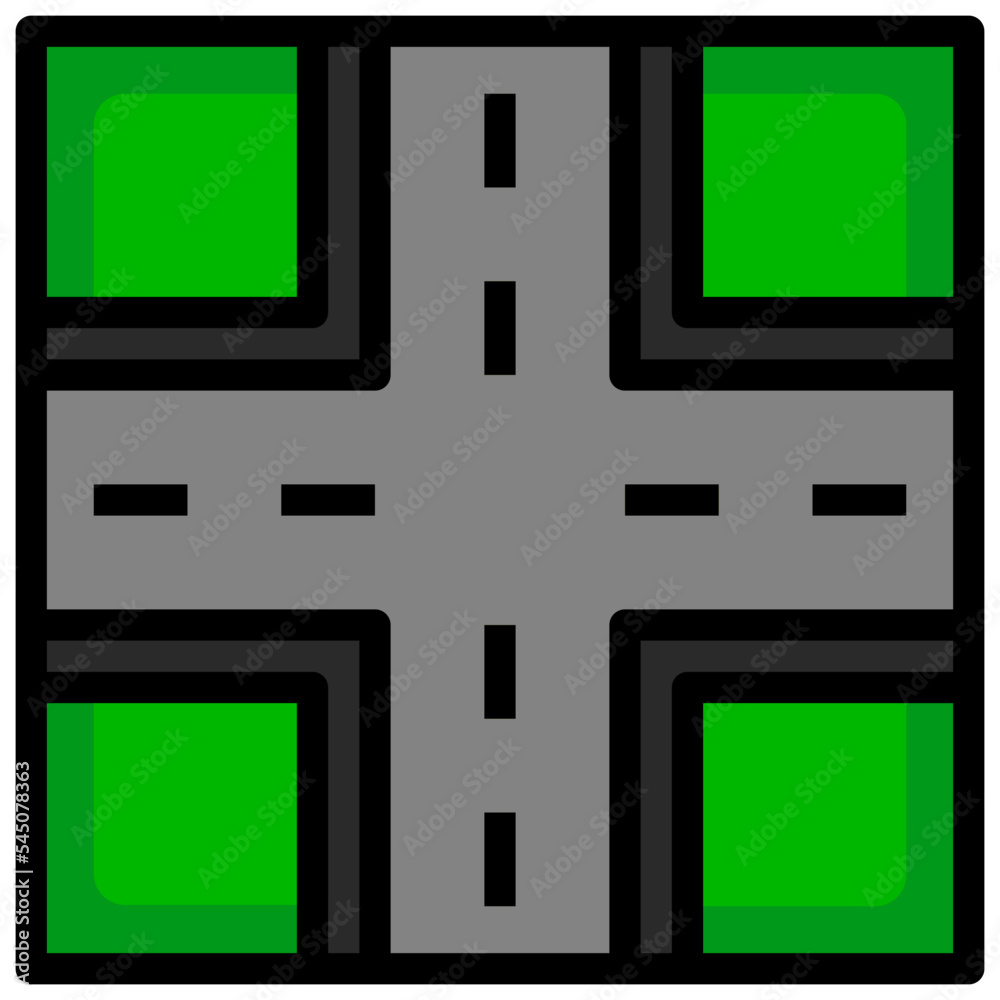 Road Intersection line icon,linear,outline,graphic,illustration