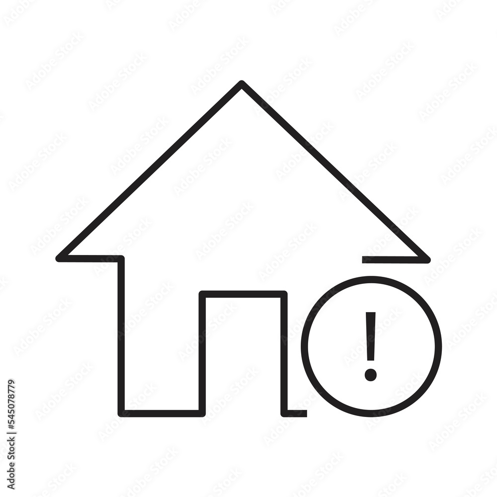 House with exclamation mark icon design. home alert symbol. isolated on white background. vector illustration House with exclamation mark icon design. home alert symbol. isolated on white background. vector illustration