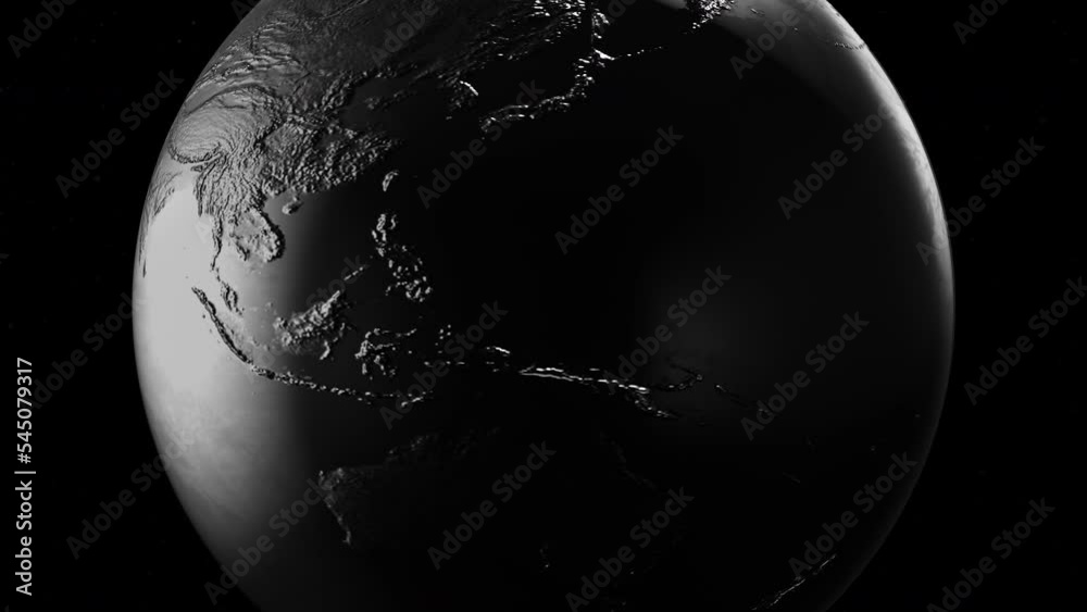 Close up - 3D animation of a chrome globe rotating. Futuristic model of metal earth globe rotating animation