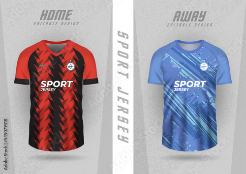 Background mockup for sports jerseys, team jerseys, club jerseys, red and blue stripes.