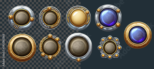 Round frames of various colors and materials vector illustration