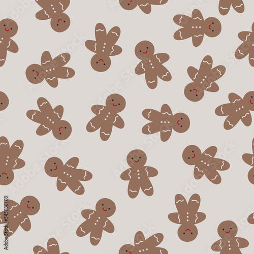 Christmas seamless pattern with ginger bread man.