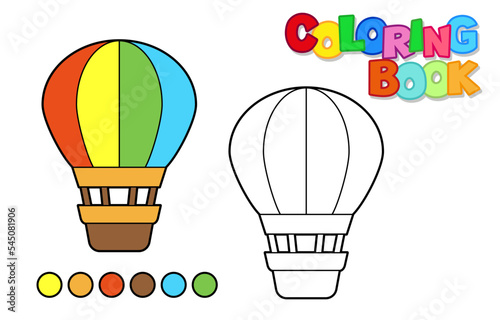 Vector illustration of a retro aerostat transport. Coloring book for children. Simple level