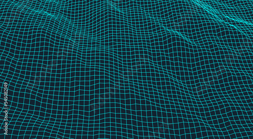 Water waves. Nature background. Wavy grid backdrop. Trendy liquid design in technology style. 3d vector illustration for banners, flyers and presentation.