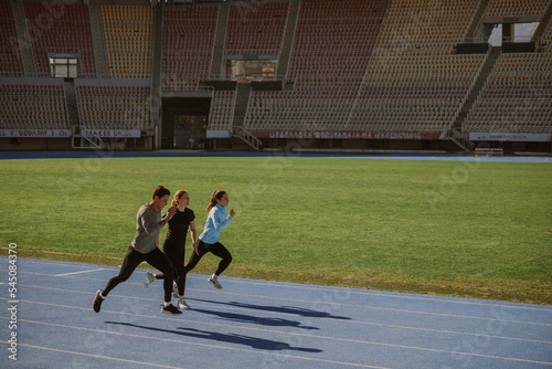 Good friends are exercising together