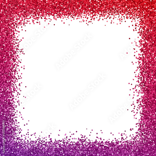 Glitter border frame with red purple color effect isolated PNG