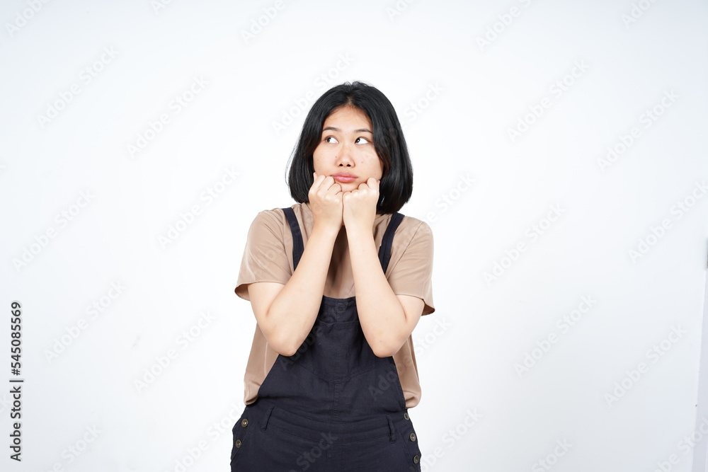 Thinking and Curious gesture Of Beautiful Asian Woman Isolated On White Background Thinking and Curious gesture Of Beautiful Asian Woman Isolated On White Background