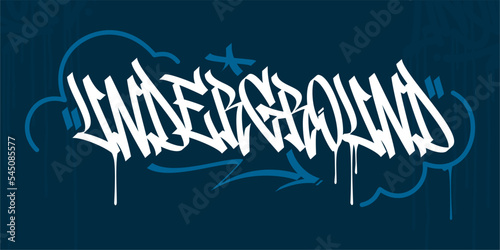 Abstract Hip Hop Hand Written Urban Street Art Graffiti Style Word Underground Vector Illustration Template