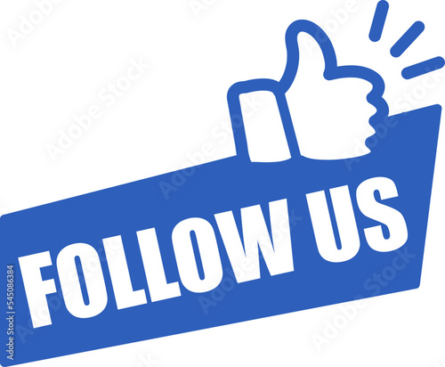 Follow us icon with hand – vector on white background..eps