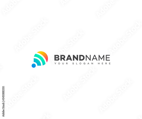 broadband logo fiber optic cable rotates around the planet earth, logo design. Internet, technology, tech and innovation, vector design