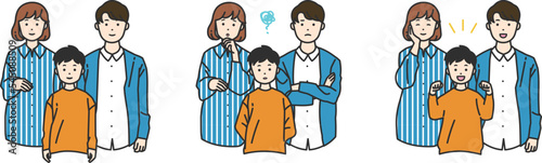 色々な表情の家族セット