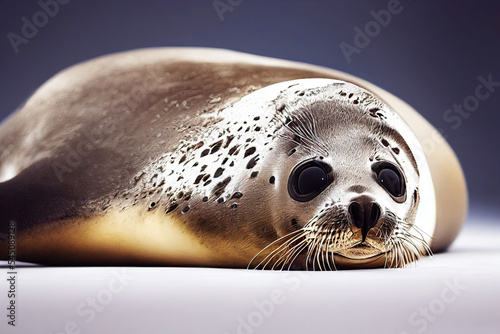 Cute seal lying in studio