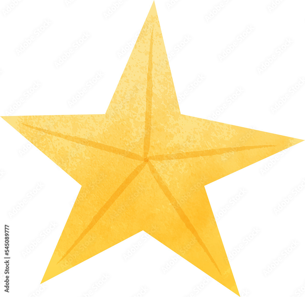 Obraz premium Christmas star, gold star, snowflake pastel color clipart. Isolated element graphic. Watercolor style illustration.