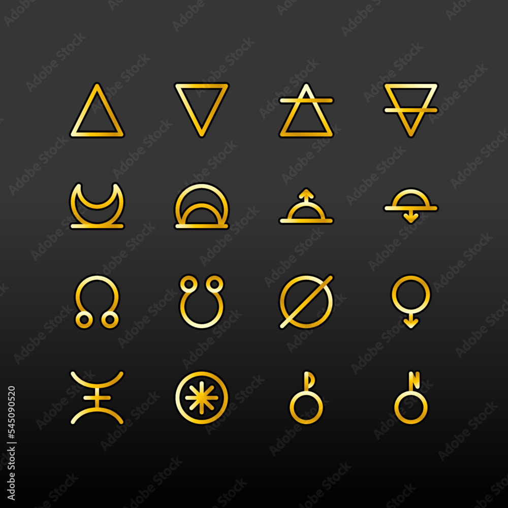 ASTROLOGY ELEMENTS zodiac horoscope thin line label linear design