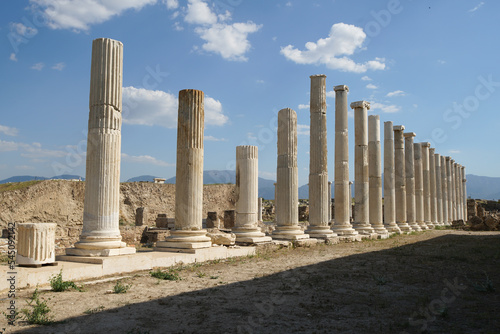 Columns in Laodicea on the Lycus Ancient City in Denizli, Turkiye photo