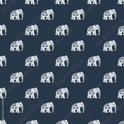 Ethnic Indian Elephant Repeat Pattern With Unique Style Vector