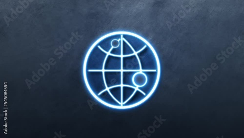 technology business Icon in convesation Neon animation. Light Glowing blue Bright Symbol with Dark Background photo