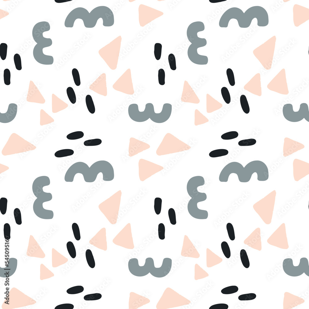 Seamless pattern abstract geometric triangle waves shape. Baby Shower Scandinavian pastel wallpaper. Textile fabric design for kids. Flat bohemian vector neutral background paper