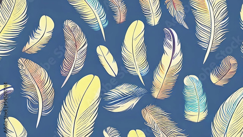Water Color Paint Feather Background Pattern Drawing image with Generative AI.