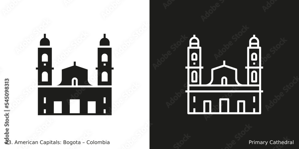 Primary Cathedral Icon. Landmark building of Bogota, the capital city of Colombia