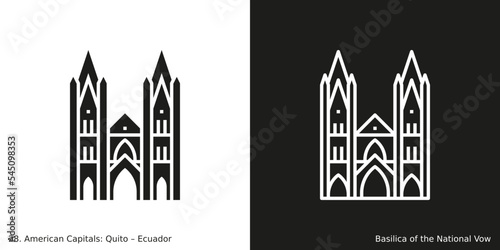 Basilica of the National Vow Icon. Landmark building of Quito, the capital city of Ecuador