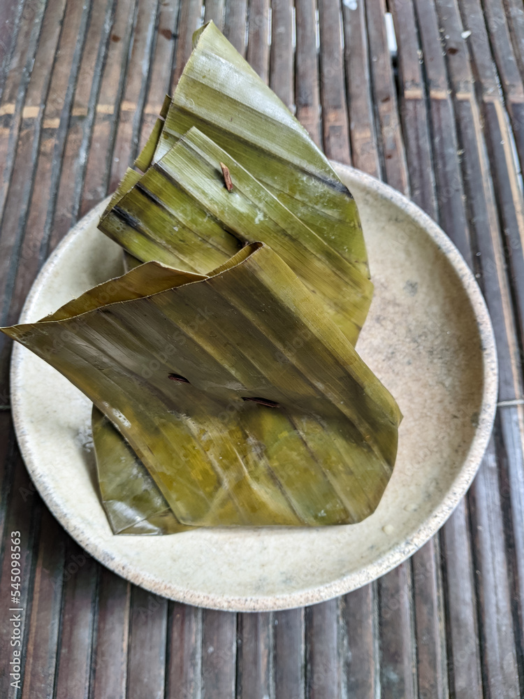 Botok,indonesian traditional food made from sliced tempeh,chinese petai