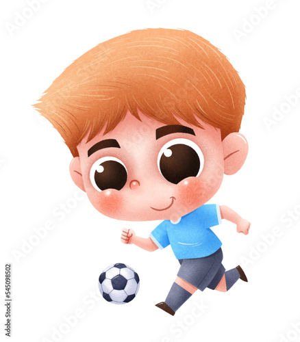 Vector illustration of Cartoon Soccer player. Cartoon soccer kids