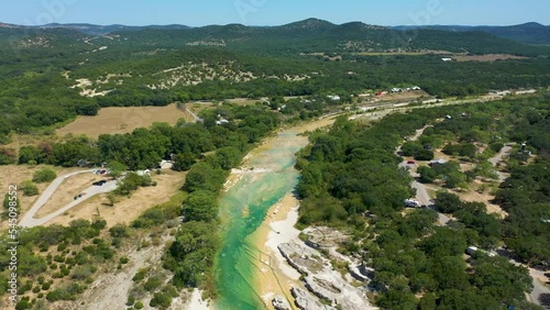 Aerial video of the Frio River in Texas near Garner State Park photo