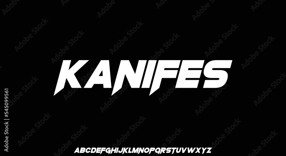 KANIFES Abstract Modern Alphabet Font. Typography urban style fonts for technology, digital, movie logo design. vector illustration