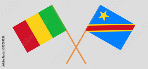 Crossed flags of Mali and Democratic Republic of the Congo. Official colors. Correct proportion © valyalkin