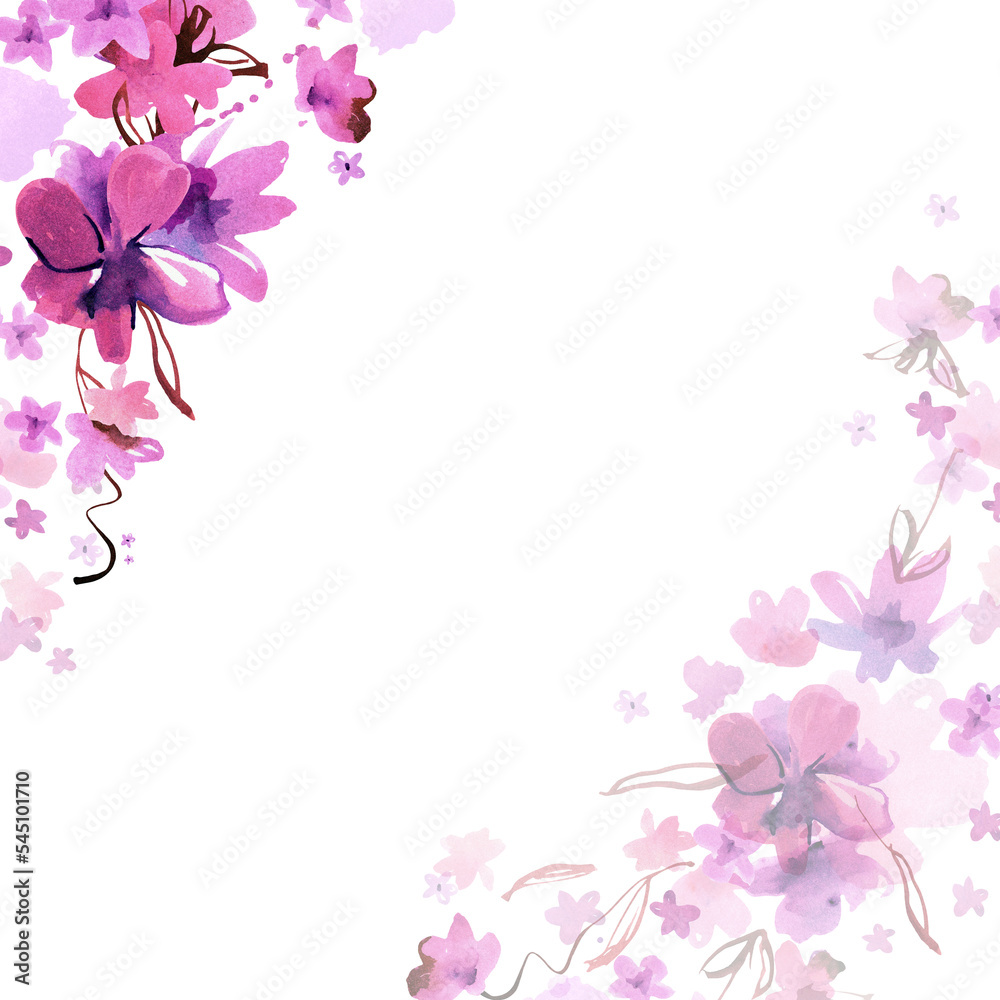 Pink watercolor floral composition