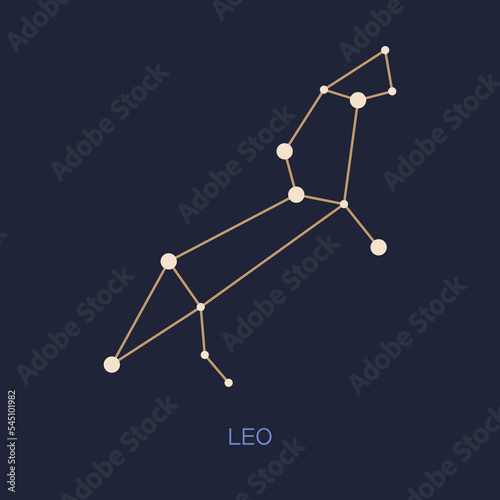 LEO zodiac horoscope star constellation space symbol, horoscope night sky map. vector illustration