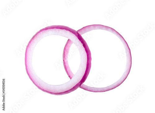 Sliced red onion rings isolated on transparent png