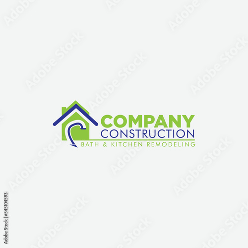 company integrity construction bath and kitchen remodeling logo with roof and sink shower