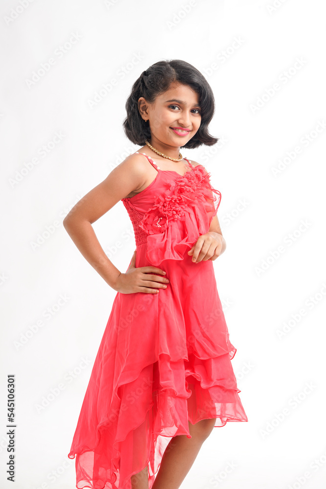 Cute indian little girl giving expression on white background Cute indian little girl giving expression on white background