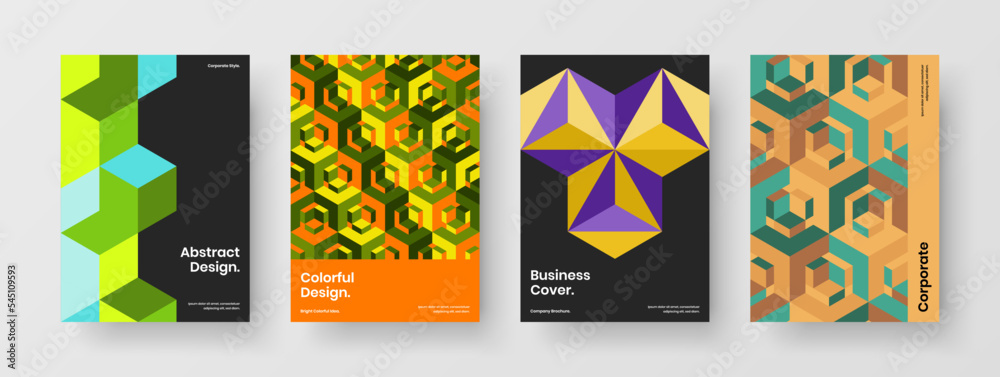 Abstract leaflet vector design concept set. Simple geometric shapes corporate brochure illustration composition. Abstract leaflet vector design concept set. Simple geometric shapes corporate brochure illustration composition.