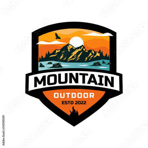 Mountain adventure outdoor explore badge logo