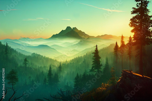 firewatch wallpaper background. beautiful scenery landscape graphic design.