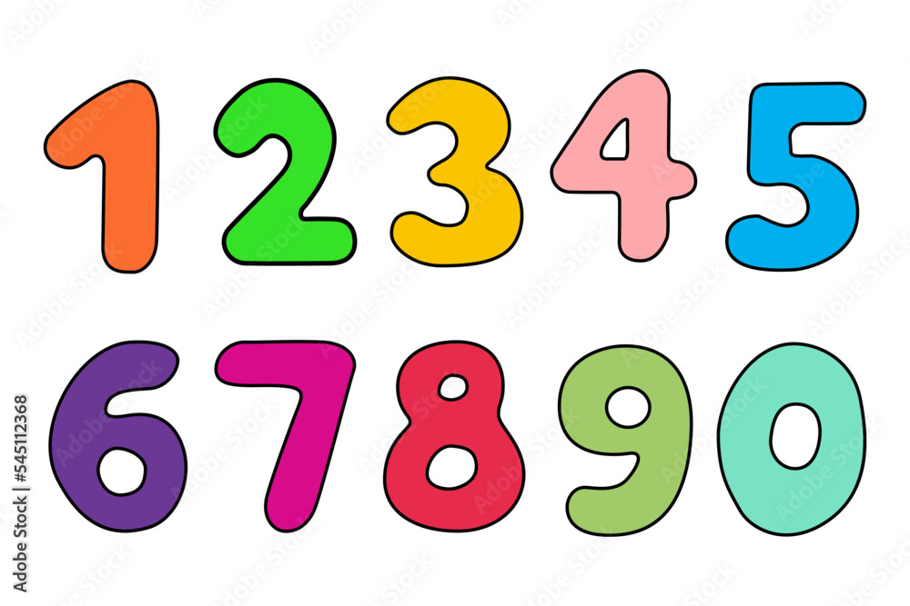 Kids number set isolated on white background. Vector illustration Kids number set isolated on white background. Vector illustration