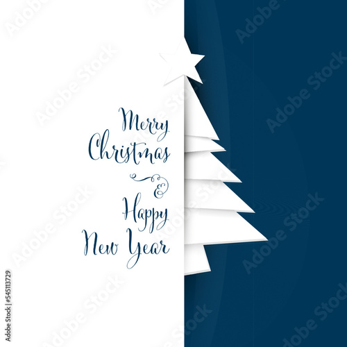 Simple vector christmas tree made from pieces of paper