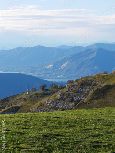 panorama della pianura bergamasca vista dal monte linzone photo