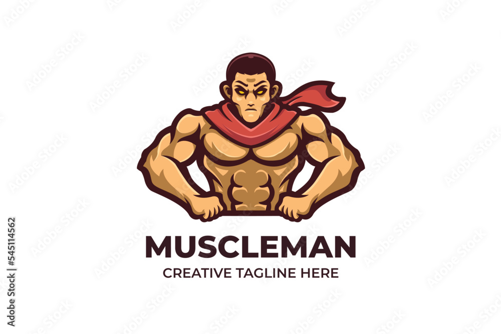 Strong Muscle Man Mascot Logo Illustration Strong Muscle Man Mascot Logo Illustration