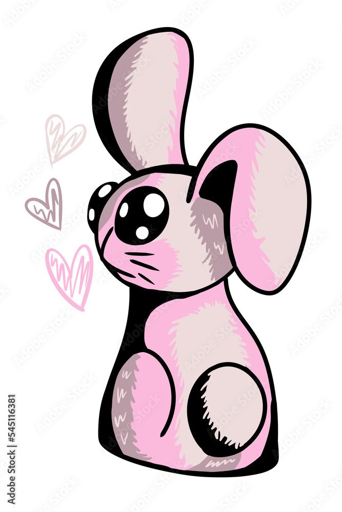 drawing pink rabbit symbols of the new year 2023, isolated drawing pink rabbit symbols of the new year 2023, isolated