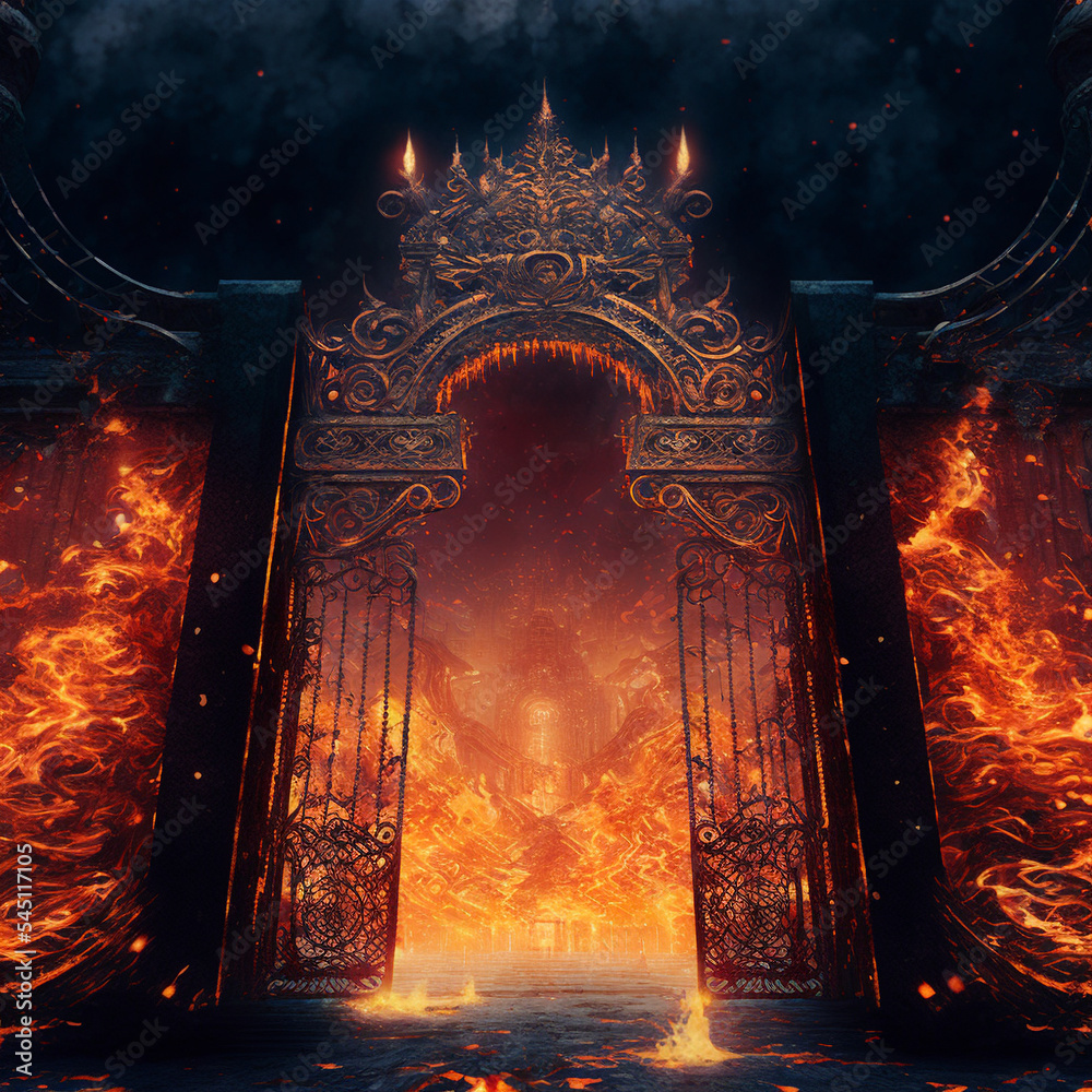 Concept art illustration of gate of hell Stock Illustration Adobe Stock