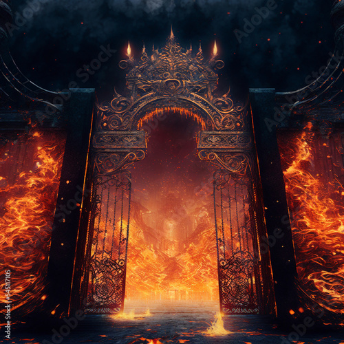 Fotografie, Tablou Concept art illustration of gate of hell