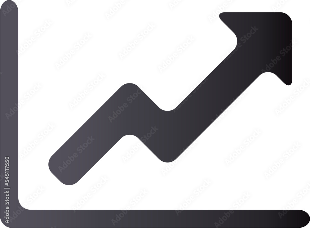 Dark gray gradient style icon diagram growth arrow Dark gray gradient style icon diagram growth arrow