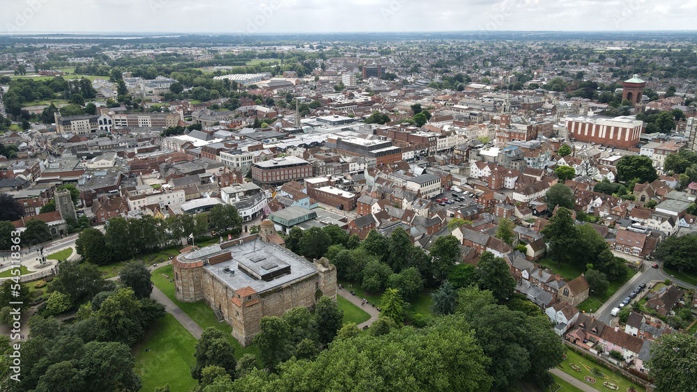 Colchester Castle  Essex UK drone aerial view