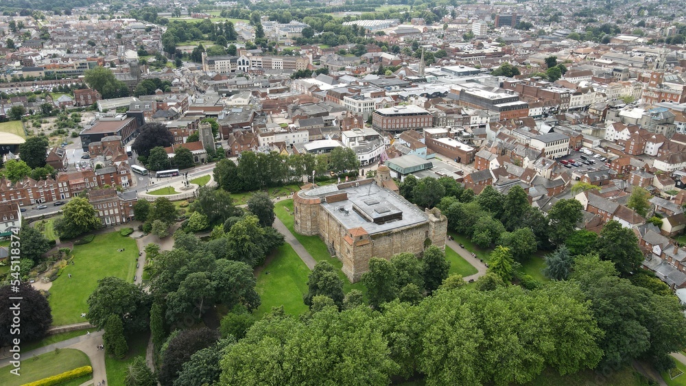 Colchester Castle  Essex UK drone aerial view