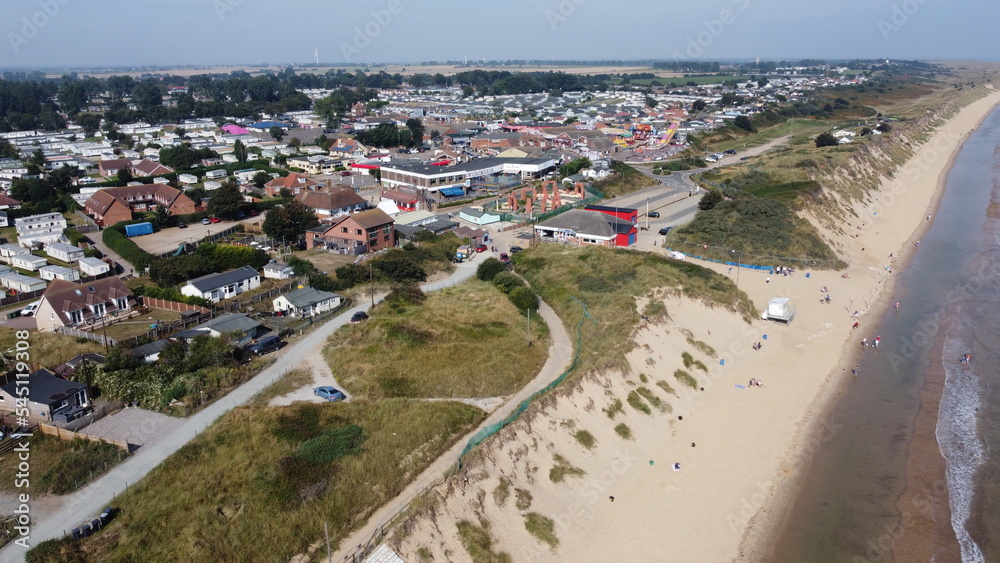 Hemsby seaside village and beach Norfolk England Aerial view